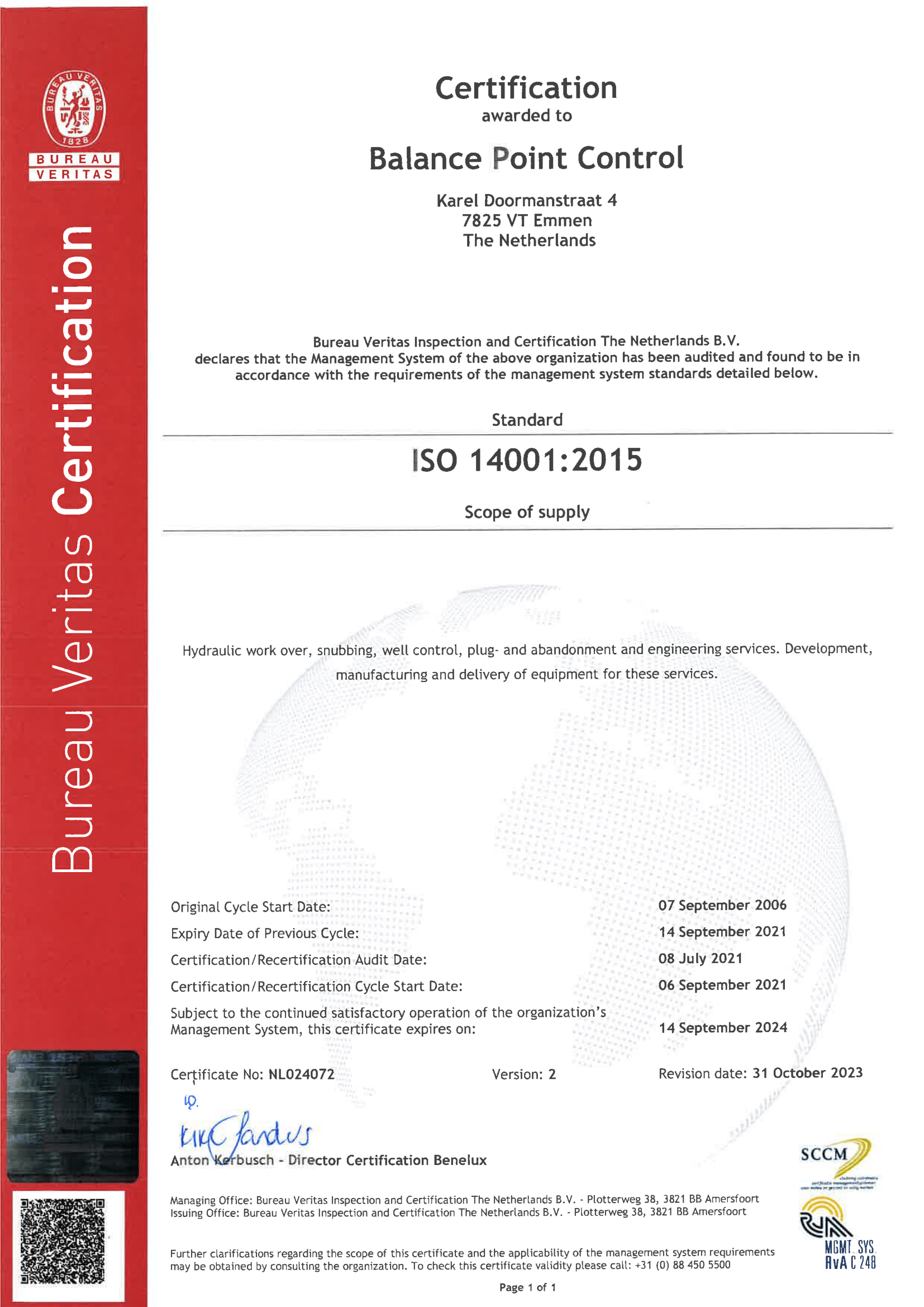 ISO-14001 Balance Point Control